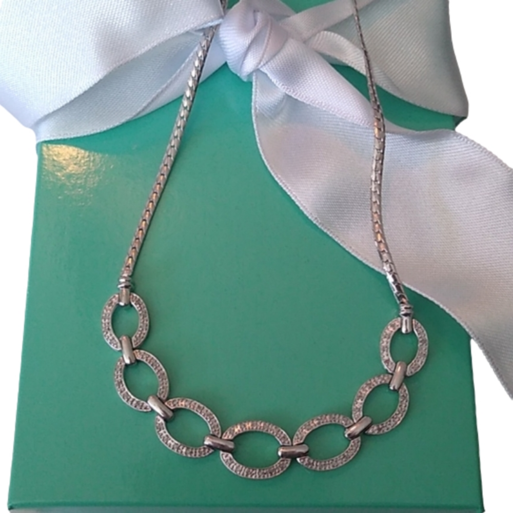 Diamond 925 Flat Oval Link Chain Necklace Heng Ngai HN Hong Kong Designer